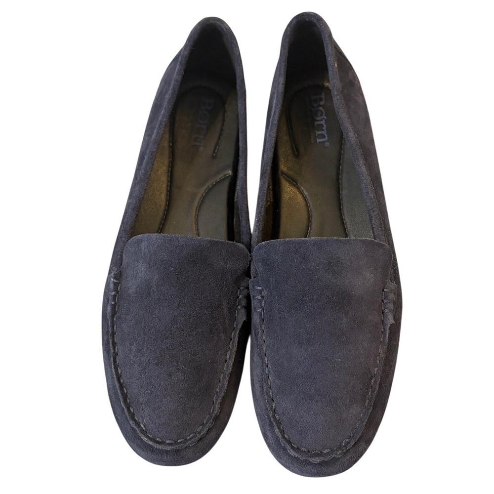 Born Womens Navy Suede Driving Loafers Slip On Shoes Size 8 Quiet Luxury Preppy